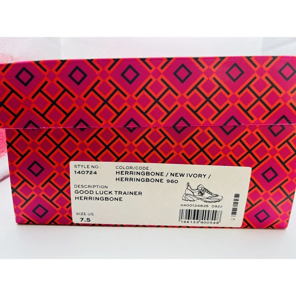 Tory Burch Good Luck Herringbone Trainer Sneakers US 7.5 $328 New in box - Picture 2 of 5